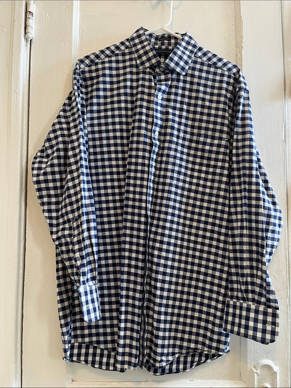 Tommy Hilfiger Navy and White Check Dress Shirt